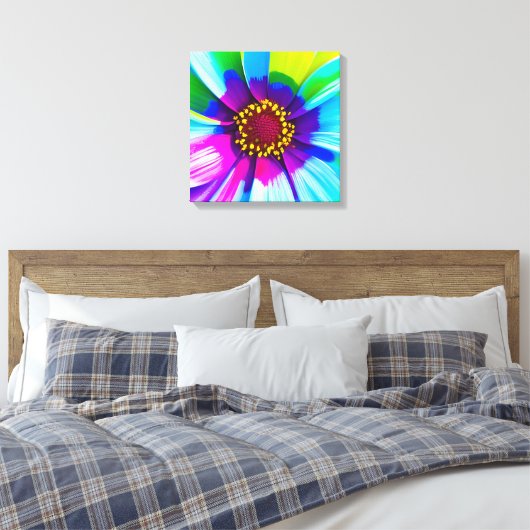 Rainbow Watercolor Blume Stretched Leinwand (Insitu (Schlafzimmer))