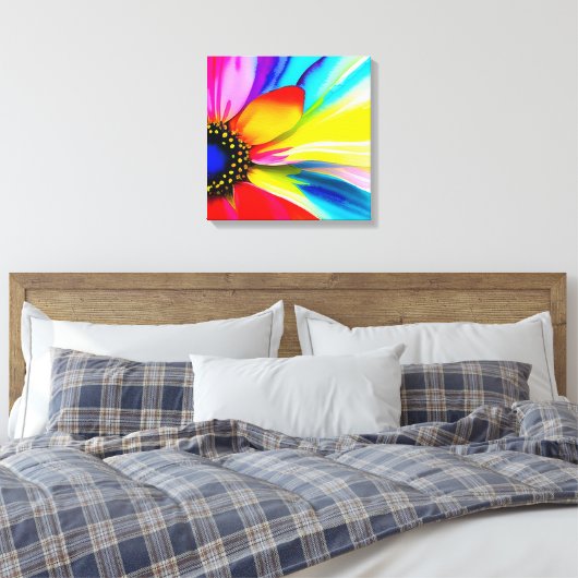 Rainbow Watercolor Blume Stretched Leinwand (Insitu (Schlafzimmer))