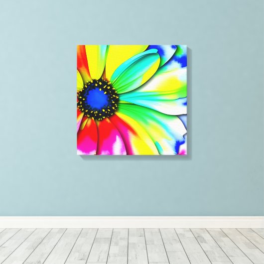 Rainbow Watercolor Blume Stretched Leinwand (Insitu (Holzboden))
