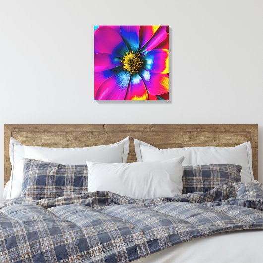 Rainbow Watercolor Blume Stretched Leinwand (Insitu (Schlafzimmer))