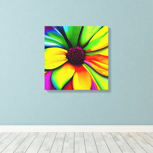 Rainbow Watercolor Blume Stretched Leinwand (Insitu (Holzboden))