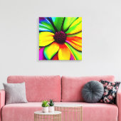 Rainbow Watercolor Blume Stretched Leinwand (Insitu (Wohnzimmer))