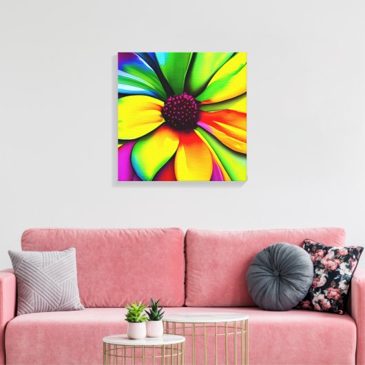 Rainbow Watercolor Blume Stretched Leinwand (Insitu (Wohnzimmer))