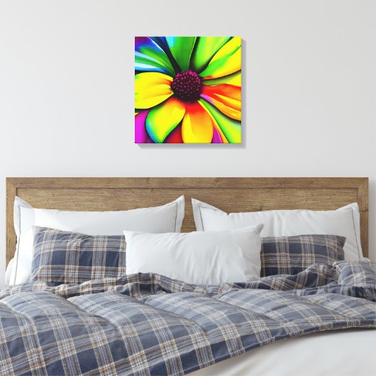 Rainbow Watercolor Blume Stretched Leinwand (Insitu (Schlafzimmer))