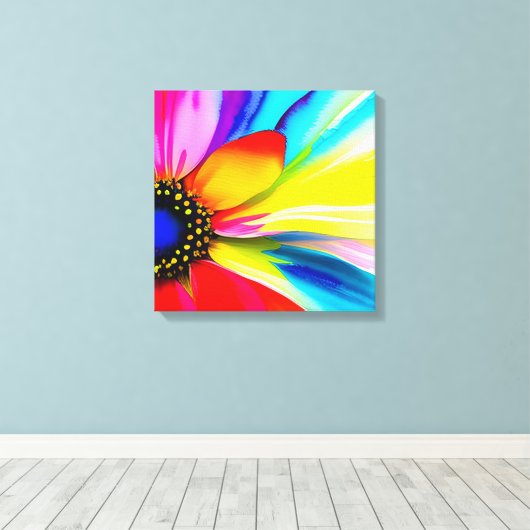 Rainbow Watercolor Blume Stretched Leinwand (Insitu (Holzboden))
