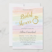 Rainbow Watercolor Brautparty mit Gold Einladung (Vorderseite)