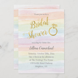 Rainbow Watercolor Brautparty mit Gold Einladung