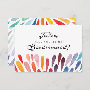 Rainbow Watercolor Bridesmaid Card Einladung