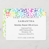 Rainbow Watercolor Confetti Babydusche Einladung (Vorne/Hinten)