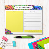 Rainbow Watercolor Doodle Calendar Notepad Notizblock