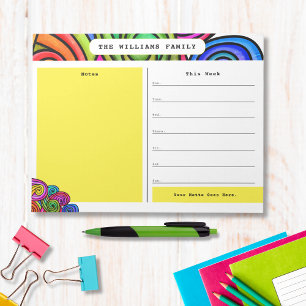 Rainbow Watercolor Doodle Calendar Notepad Notizblock