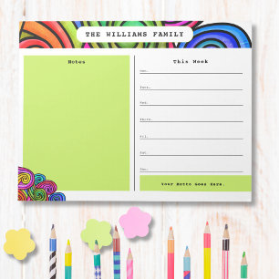 Rainbow Watercolor Doodle Kalender und Hinweise Notizblock