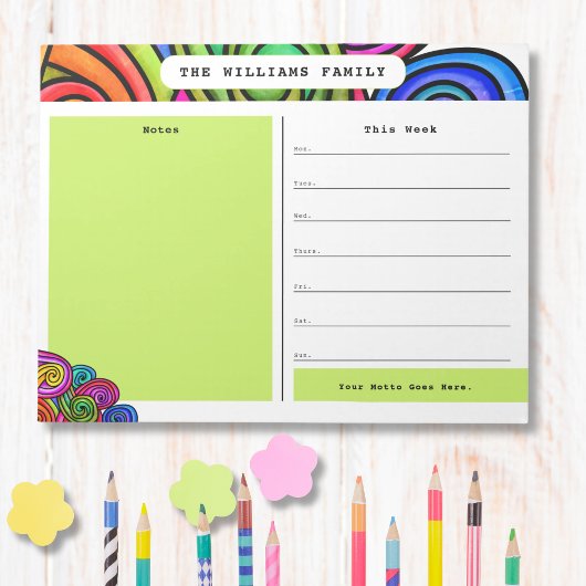 Rainbow Watercolor Doodle Kalender und Hinweise Notizblock