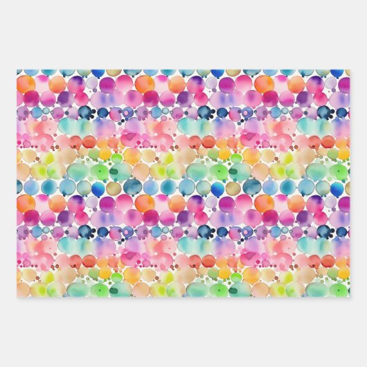 Rainbow Watercolor Dots Geschenkpapier Set (Vorderseite 3)