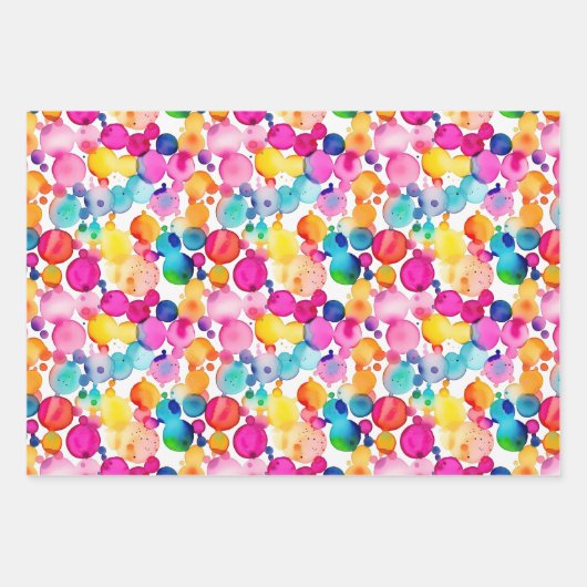 Rainbow Watercolor Dots Geschenkpapier Set (Vorderseite)