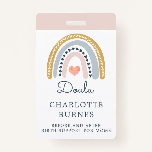 Rainbow Watercolor Doula Ausweis (Vorderseite)