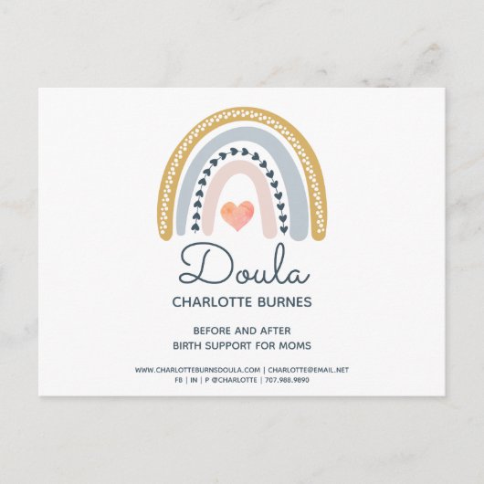 Rainbow Watercolor Doula Postkarte (Vorderseite)
