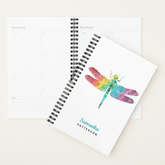 Rainbow Watercolor Dragonfly Personalisiert Planer (Anzeige)