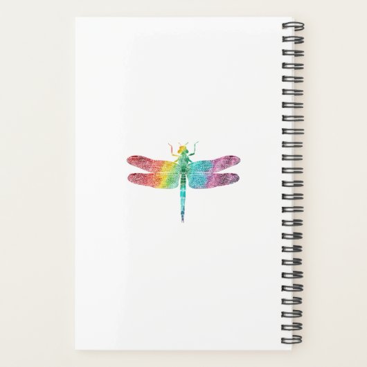 Rainbow Watercolor Dragonfly Personalisiert Planer (Rückseite)