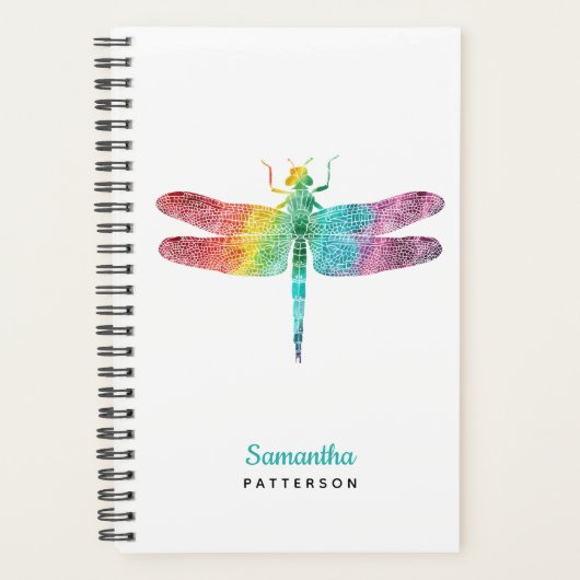 Rainbow Watercolor Dragonfly Personalisiert Planer (Vorderseite)
