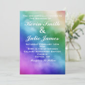 Rainbow Watercolor Einladung zur Hochzeit (Stehend Vorderseite)