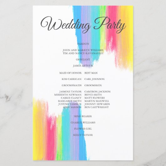 Rainbow Watercolor Elegant LGBT Wedding Program (Rückseite)