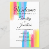 Rainbow Watercolor Elegant LGBT Wedding Program (Vorderseite)