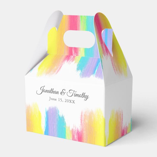 Rainbow Watercolor Elegant Moderne LGBT-Hochzeit Geschenkschachtel (Vorderseite)