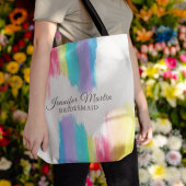 Rainbow Watercolor Elegante Bridesmaid Monogramm Tasche