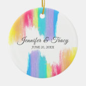 Rainbow Watercolor Elegante Couple Wedding Keepake Keramik Ornament (Vorne)