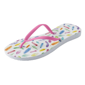 Rainbow Watercolor Federn Sommerflip Flops Badesandalen