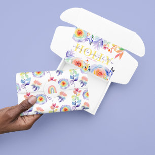 Rainbow Watercolor Floral Tissue Seidenpapier