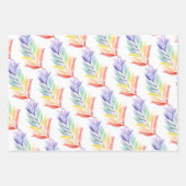 Rainbow Watercolor Floral Wrapping Paper Sheets Geschenkpapier Set (Vorderseite 2)