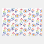 Rainbow Watercolor Floral Wrapping Paper Sheets Geschenkpapier Set (Vorderseite)