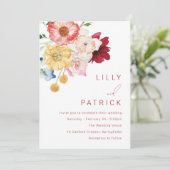 Rainbow Watercolor Flowers Spring Wedding Einladung (Stehend Vorderseite)