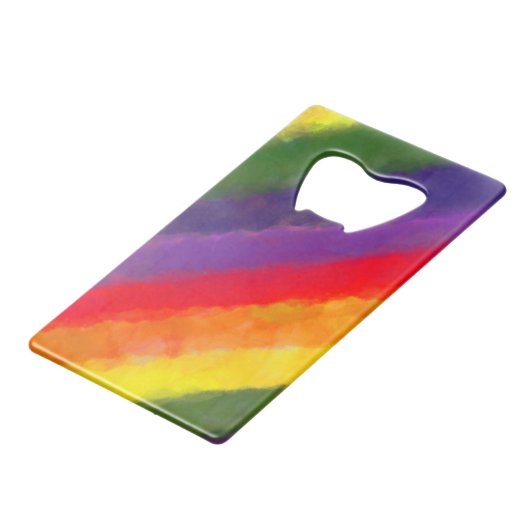 Rainbow Watercolor Geldbeutel Flaschenöffner (Vorderseite Schrägansicht)