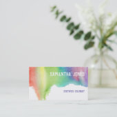 Rainbow Watercolor Hair Stylist Certified Colorist Visitenkarte (Stehend Vorderseite)
