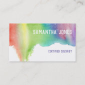 Rainbow Watercolor Hair Stylist Certified Colorist Visitenkarte (Vorderseite)