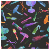 Rainbow Watercolor Hair Stylist Salon Stoff (Nahaufnahme)