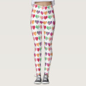 Rainbow Watercolor Hearts Leggings (Vorderseite)