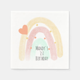 Rainbow Watercolor Herz Birthday Strokes Napkins Serviette