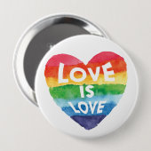 Rainbow Watercolor Herz Liebe ist Liebe Button (Vorne & Hinten)