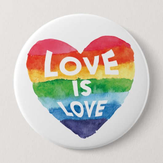 Rainbow Watercolor Herz Liebe ist Liebe Button (Vorderseite)