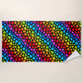 Rainbow Watercolor-Herzmuster Strandtuch (Vorderseite)