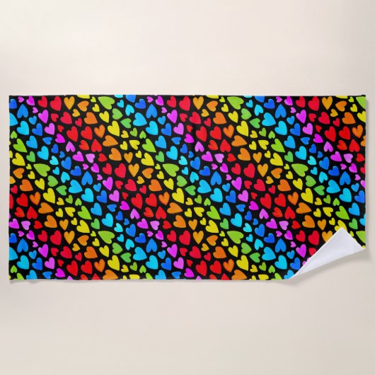 Rainbow Watercolor-Herzmuster Strandtuch (Vorderseite)
