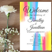 Rainbow Watercolor Hochzeitsprogramm für Elegante 