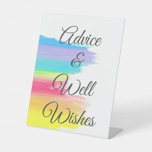 Rainbow Watercolor Hochzeitsratgeber und Brunnen W Sockelschild (Vorderseite)