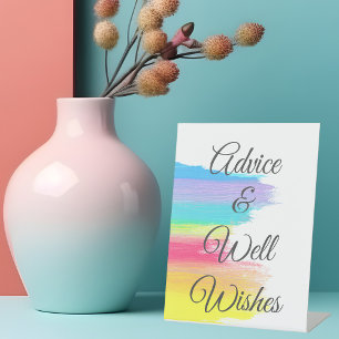Rainbow Watercolor Hochzeitsratgeber und Brunnen W Sockelschild