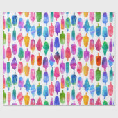 Rainbow Watercolor Ice Creme Cone Popsicles Kinder Geschenkpapier (Flach)