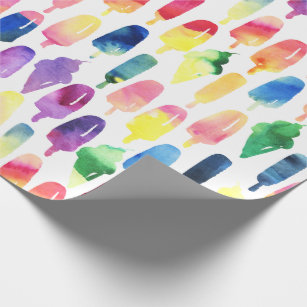 Rainbow Watercolor Ice Creme Cone Popsicles Kinder Geschenkpapier